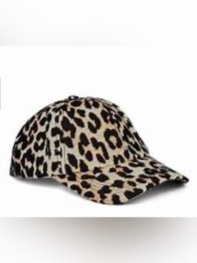 Ganni Leopard Canvas Baseball Cap NWT***